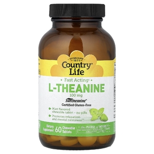 Country Life, L-теанин, 100 мг, 60 жевательных таблеток