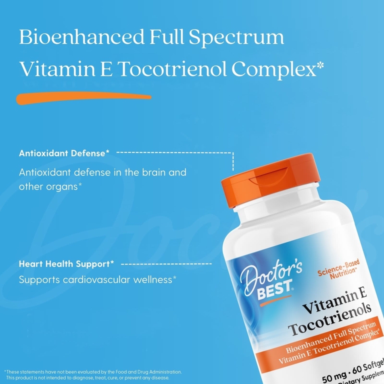 Doctor's Best, токотриенолы, витамин E, 60 капсул
