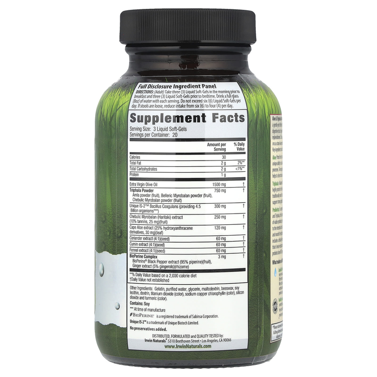Irwin Naturals, формула для ухода за толстой кишкой, с алоэ и трифалой, 60 мягких желатиновых капсул с жидкостью