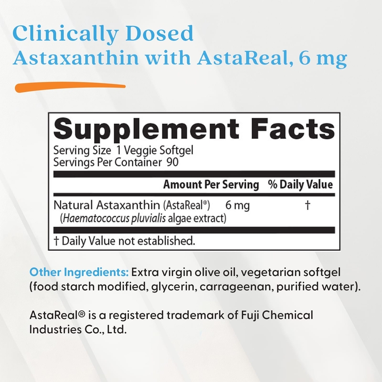 Doctor's Best, астаксантин, 6 мг, 90 растительных капсул