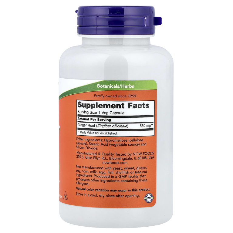 NOW Foods, корень имбиря, 550 мг, 100 растительных капсул