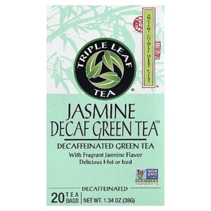 Triple Leaf Tea, Jasmine Decaf Green Tea™, чай без кофеина, 20 чайных пакетиков, 38 г (1,34 унции)