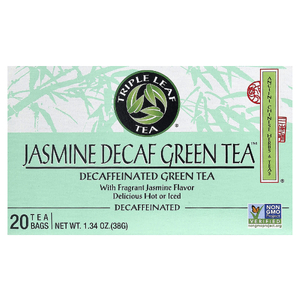 Triple Leaf Tea, Jasmine Decaf Green Tea™, чай без кофеина, 20 чайных пакетиков, 38 г (1,34 унции)