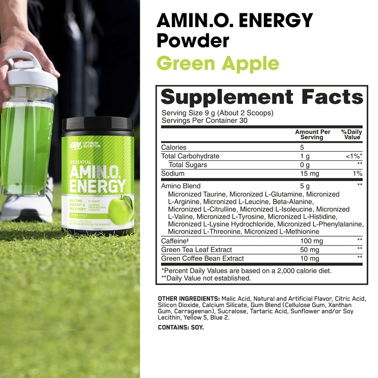Optimum Nutrition, Незаменимые аминокислоты, зеленое яблоко, 270 г (9,5 унции)