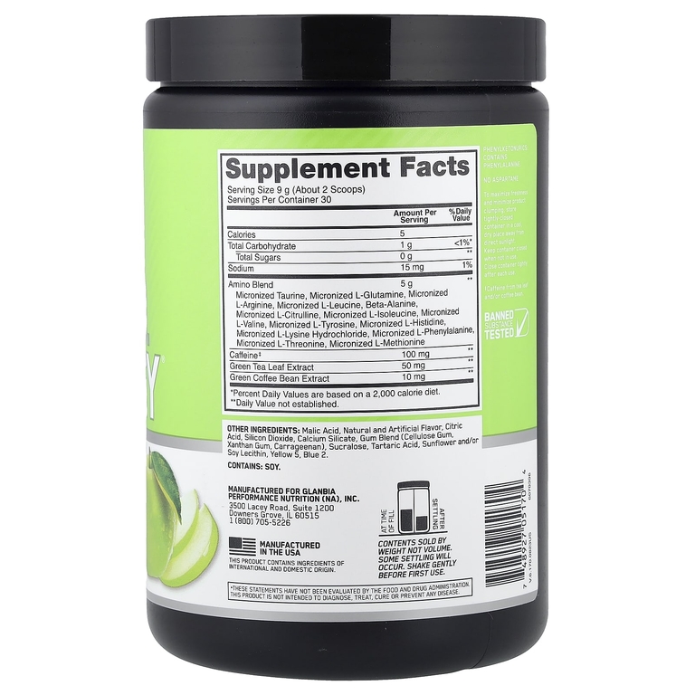 Optimum Nutrition, Незаменимые аминокислоты, зеленое яблоко, 270 г (9,5 унции)