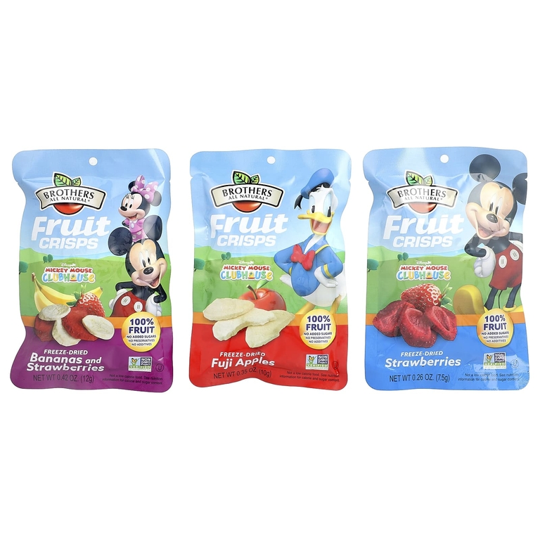 Brothers-All-Natural, фруктовые чипсы, ассорти вкусов, 12 отдельных порционных пакетиков, 113 г (4 унции)