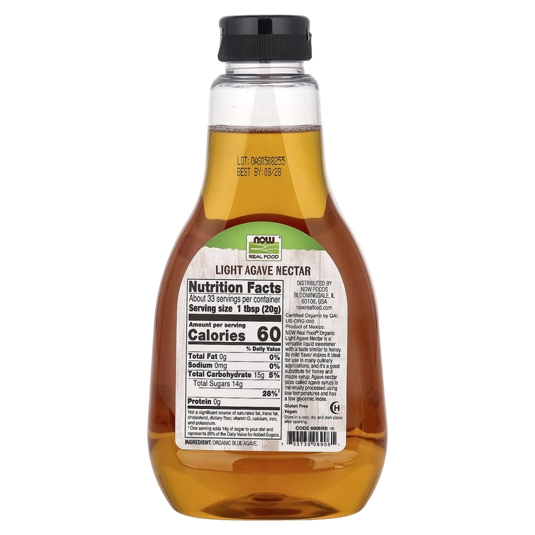 NOW Foods, Real Food, органический нектар агавы, светлый, 660 г (23,28 унции)