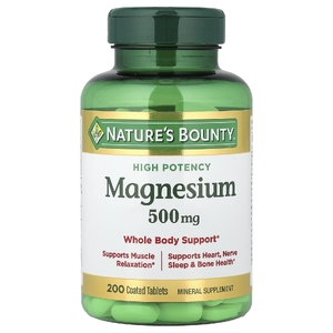 Nature's Bounty, магний, высокая эффективность, 500 мг, 200 таблеток, покрытых оболочкой