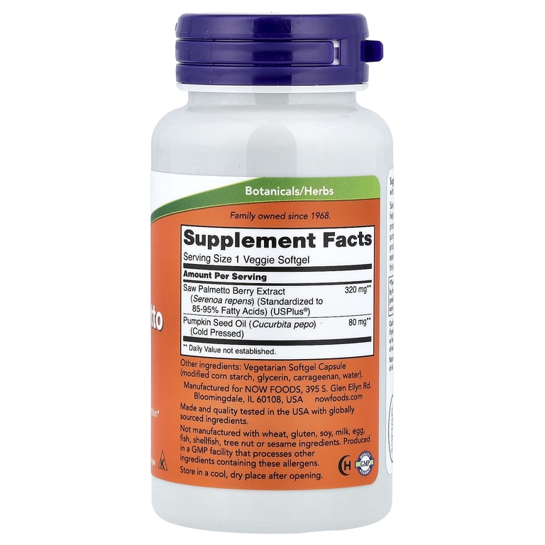 NOW Foods, экстракт серенои, 90 растительных капсул