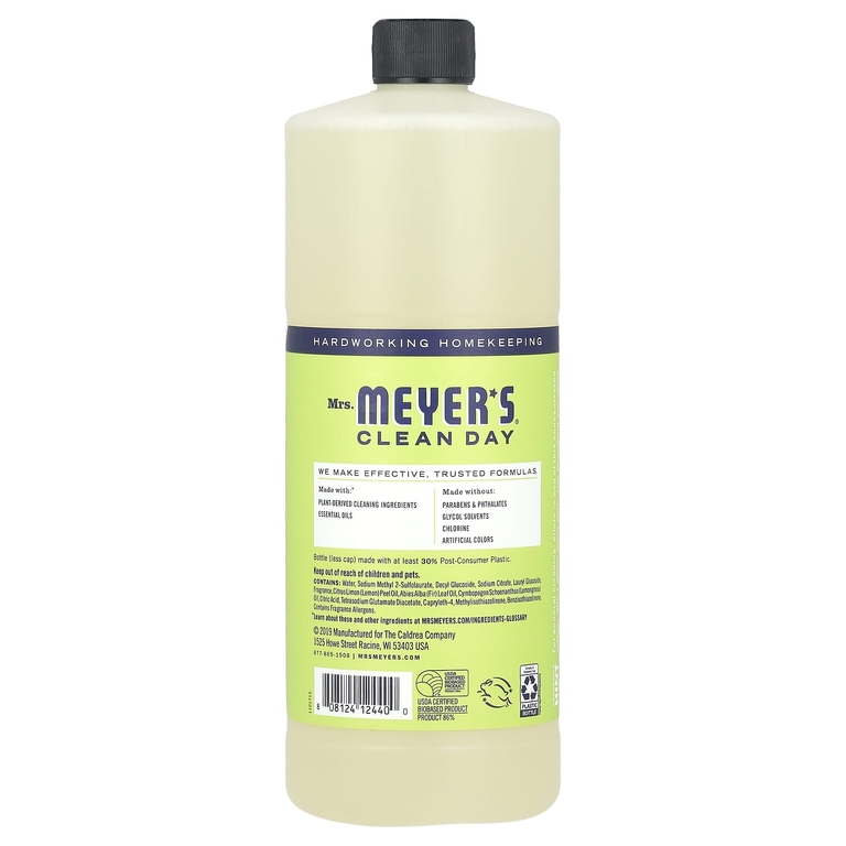 Mrs. Meyers Clean Day, универсальное концентрированное чистящее средство, лимонная вербена, 946 мл (32 жидк. унции)