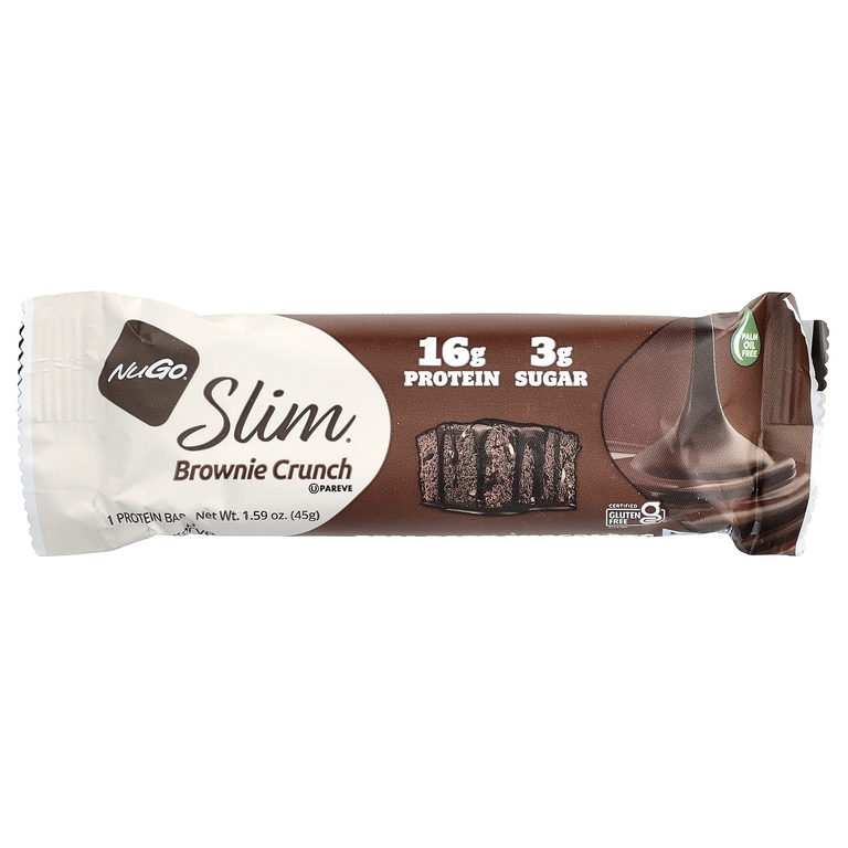 NuGo Nutrition, Slim®, протеиновый батончик, хрустящий брауни, 12 батончиков по 45 г (1,59 унции)