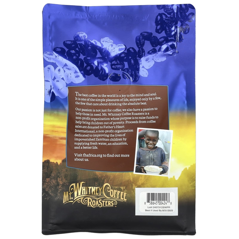 Mt. Whitney Coffee Roasters, органический кофе из Перу без кофеина, молотый кофе, средней обжарки, 340 г (12 унций)