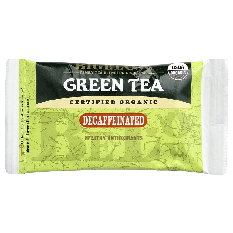 Bigelow, органический зеленый чай, без кофеина, 40 чайных пакетиков, 49 г (1,73 унции)