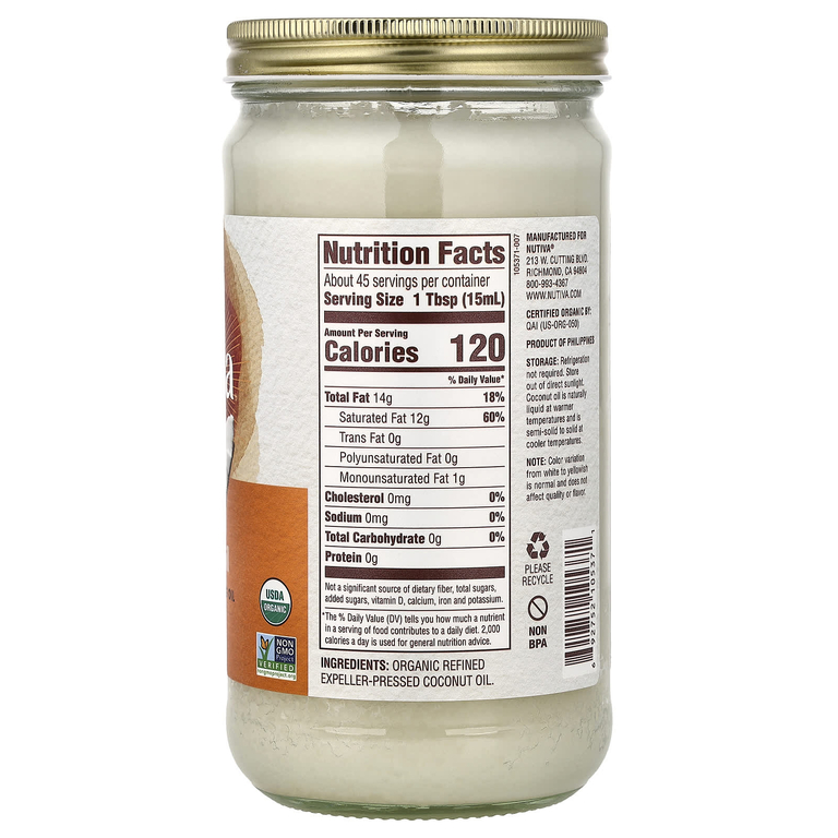 Nutiva, органическое кокосовое масло, 680 мл (23 жидк. унции)