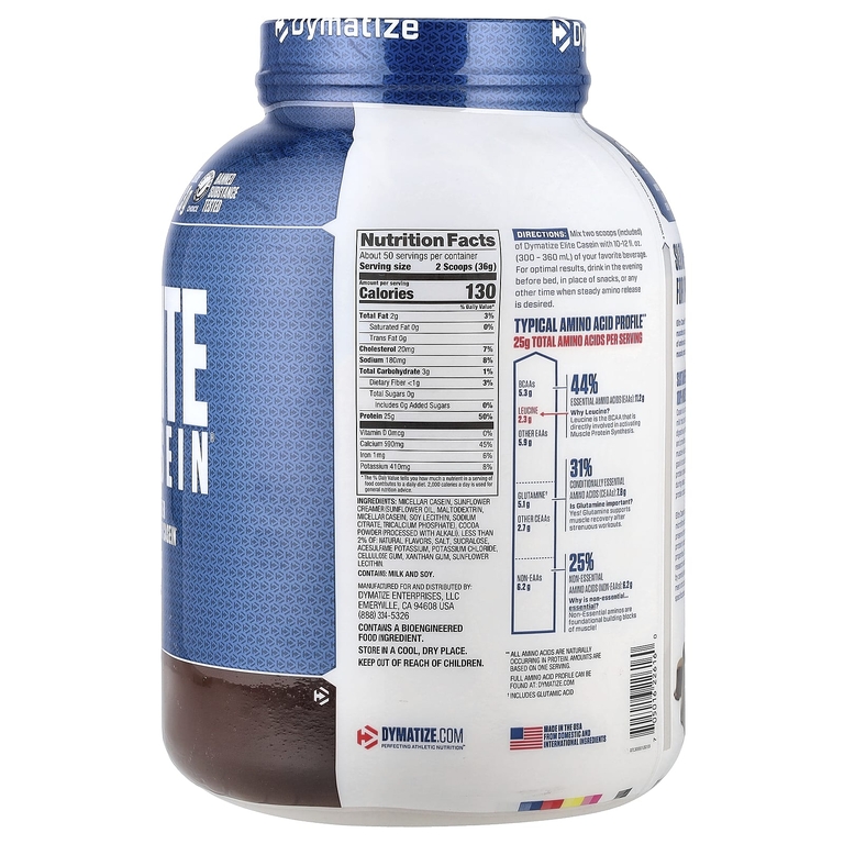 Dymatize, казеин, насыщенный шоколад, 1,8 кг (4 фунта)