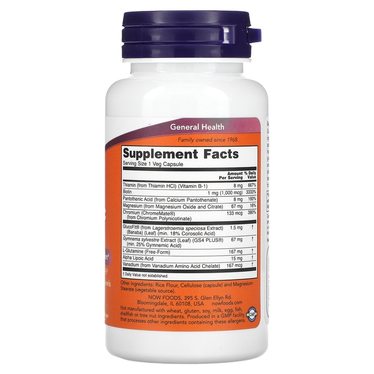 NOW Foods, комплекс для поддержки метаболизма глюкозы, 90 растительных капсул