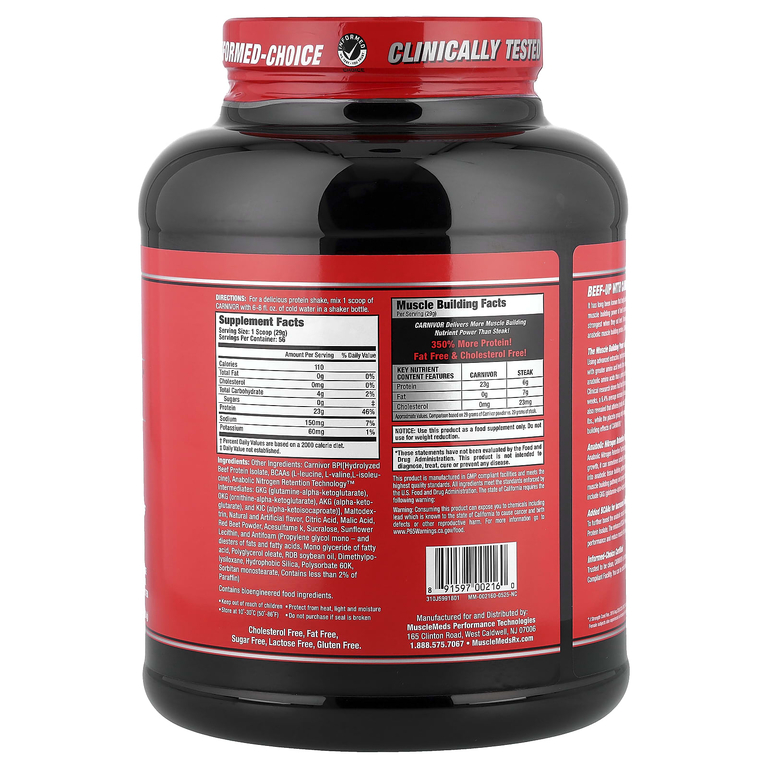 MuscleMeds, изолят говяжьего белка, со вкусом фруктового пунша, 1669 г (3,67 фунта)