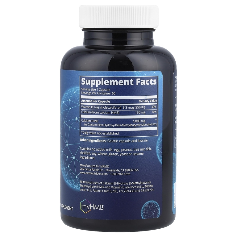 MRM Nutrition, бета-гидрокси-бета-метилбутират, 1000 мг, 60 капсул