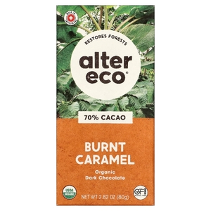 Alter Eco, органический черный шоколад, жженая карамель, 70% какао, 80 г (2,82 унции)