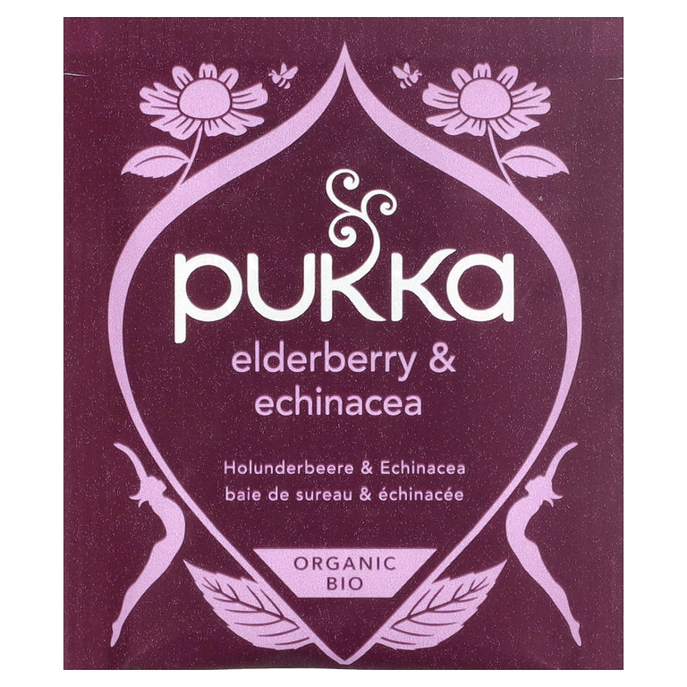 Pukka Herbs, Органический травяной чай, бузина и эхинацея, без кофеина, 20 пакетиков, 40 г (1,41 унции)