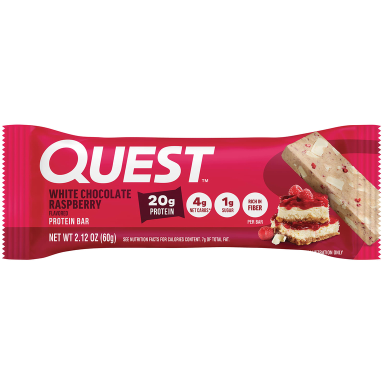 Quest Nutrition, Белковый батончик Quest, белый шоколад с малиной, 12 батончиков, 2,12 унц. (60 г) каждый