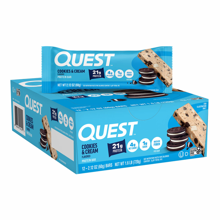 Quest Nutrition, протеиновый батончик, со вкусом печенья и сливок, 12 батончиков, 60 г (2,12 унции) каждый