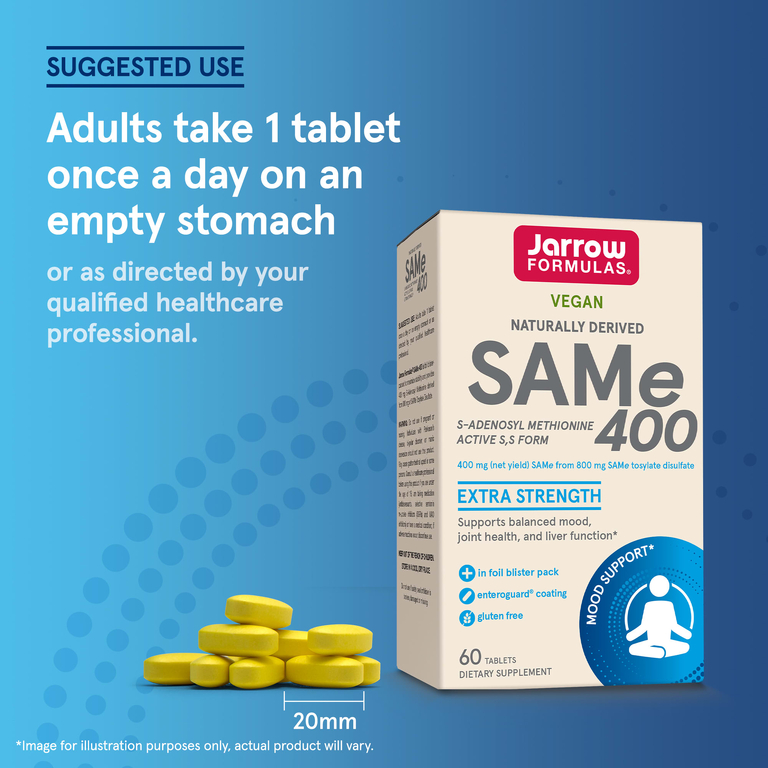 Jarrow Formulas, S-аденозилметионин, 400 мг, 60 таблеток
