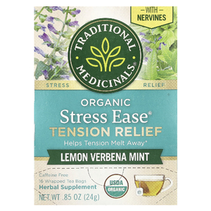 Traditional Medicinals, средство для снятия напряжения, лимонная вербена и мята, без кофеина, 16 чайных пакетиков в упаковке, 24 г (0,85 унции)