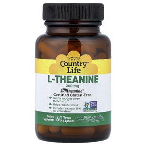 Country Life, L-теанин, 200 мг, 60 растительных капсул