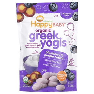 Happy Family Organics, Снеки с лиофилизированным греческим йогуртом, для детей, голубика и фиолетовая морковь, 28 г (1 унция)