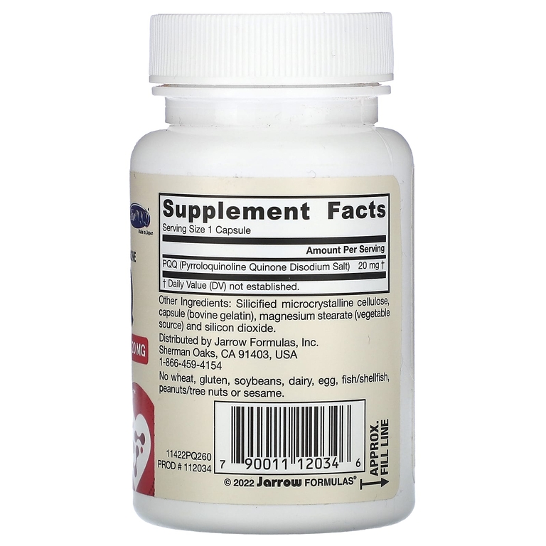 Jarrow Formulas, пирролохинолинхинон, 20 мг, 60 капсул