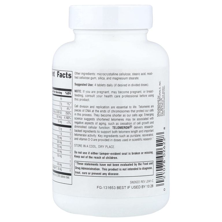 Source Naturals, Защита ДНК теломер, 60 таблеток
