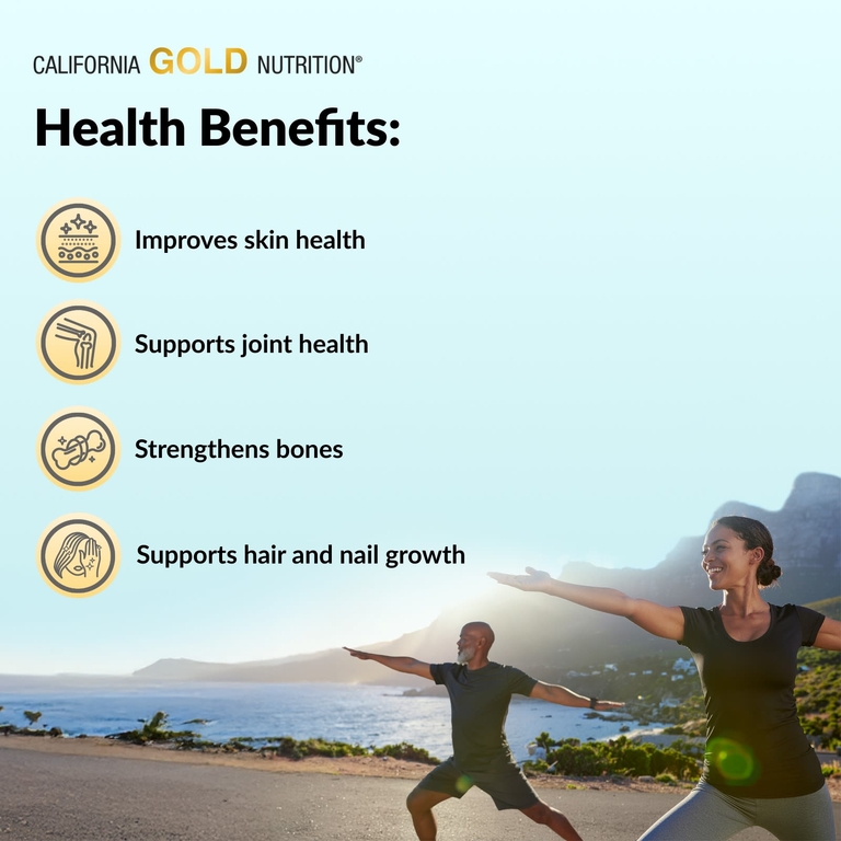 California Gold Nutrition, гидролизованные пептиды морского коллагена с гиалуроновой кислотой и витамином C, с нейтральным вкусом, 464 г