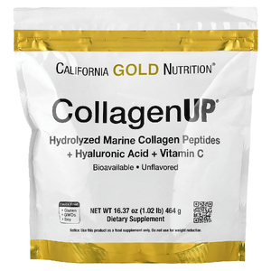 California Gold Nutrition, гидролизованные пептиды морского коллагена с гиалуроновой кислотой и витамином C, с нейтральным вкусом, 464 г