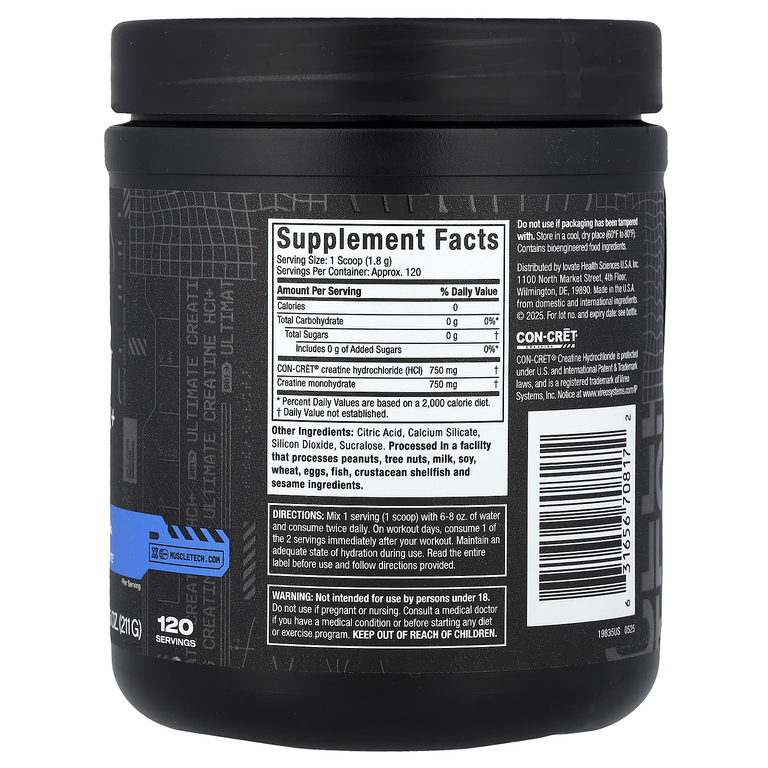 MuscleTech, гидрохлорид креатина, с нейтральным вкусом, 211 г (7,45 унции)