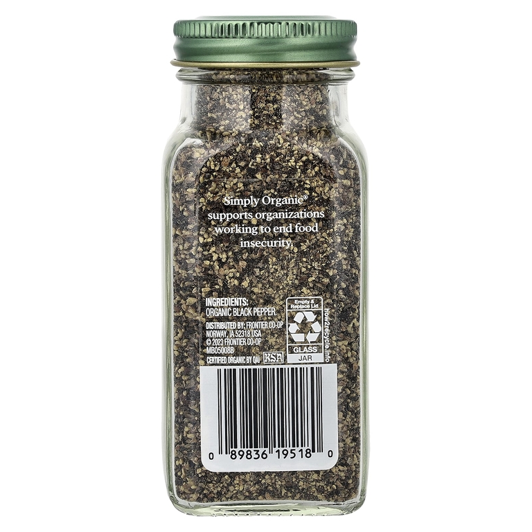 Simply Organic, Органический крупный черный перец, 70 г (2,47 унции)