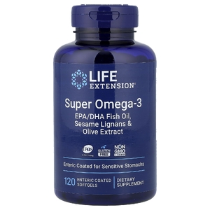 Life Extension, супер омега-3, рыбий жир с ЭПК и ДГК, лигнаны кунжута и экстракт оливы, 120 капсул, покрытых кишечнорастворимой оболочкой