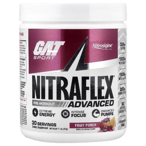GAT, Sport, NITRAFLEX® Advanced, предтренировочный комплекс, фруктовый пунш, 315 г (11,1 унции)