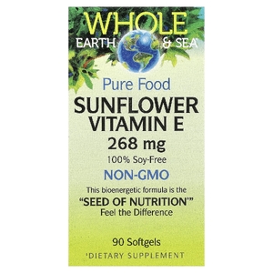 Natural Factors, WholeEarth, подсолнечный витамин E, 268 мг, 90 капсул