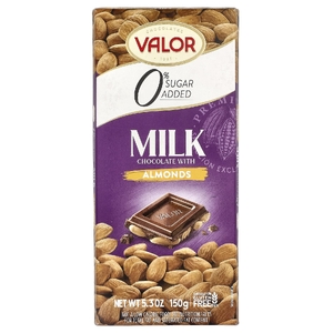 Valor, 0% сахара, молочный шоколад с миндалем, 150 г (5,3 унции) (Товар снят с продажи) 