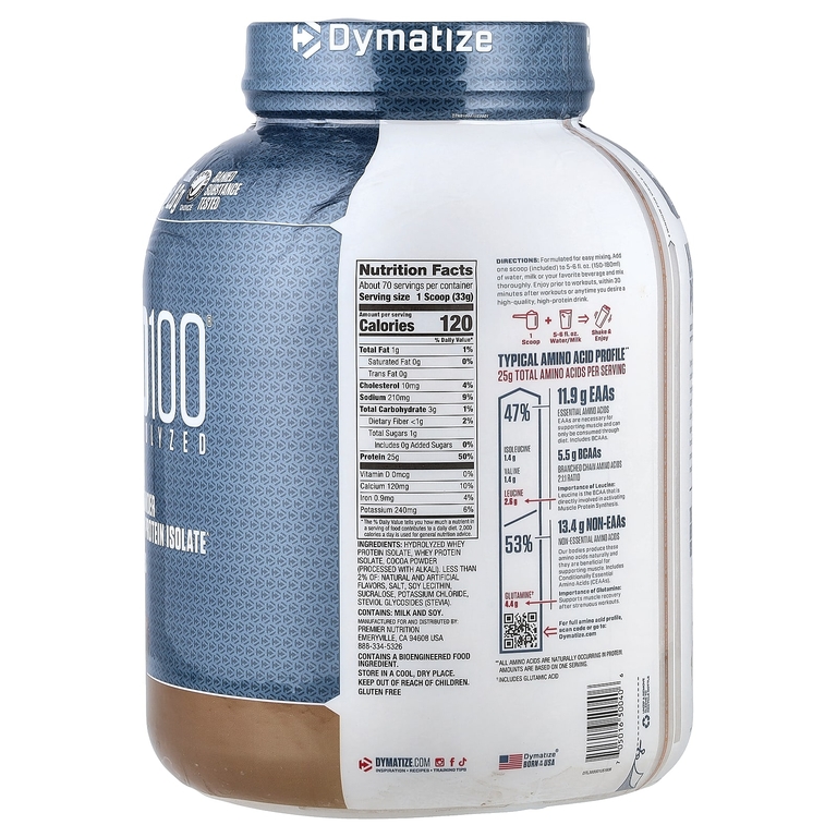 Dymatize, гидролизованный изолят сывороточного протеина, со вкусом брауни с помадкой, 2,3 кг (5 фунтов)