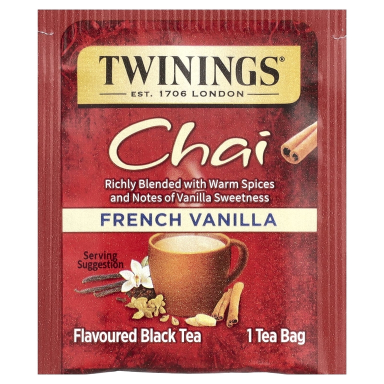 Twinings, ароматизированный черный чай, французская ваниль, 20 чайных пакетиков, 40 г (1,41 унции)