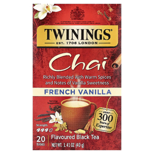 Twinings, ароматизированный черный чай, французская ваниль, 20 чайных пакетиков, 40 г (1,41 унции)