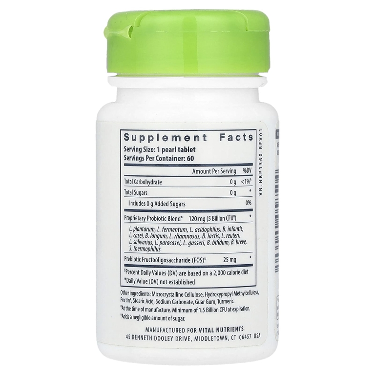 Vital Nutrients, пре + пробиотики, 60 веганских микрогранул