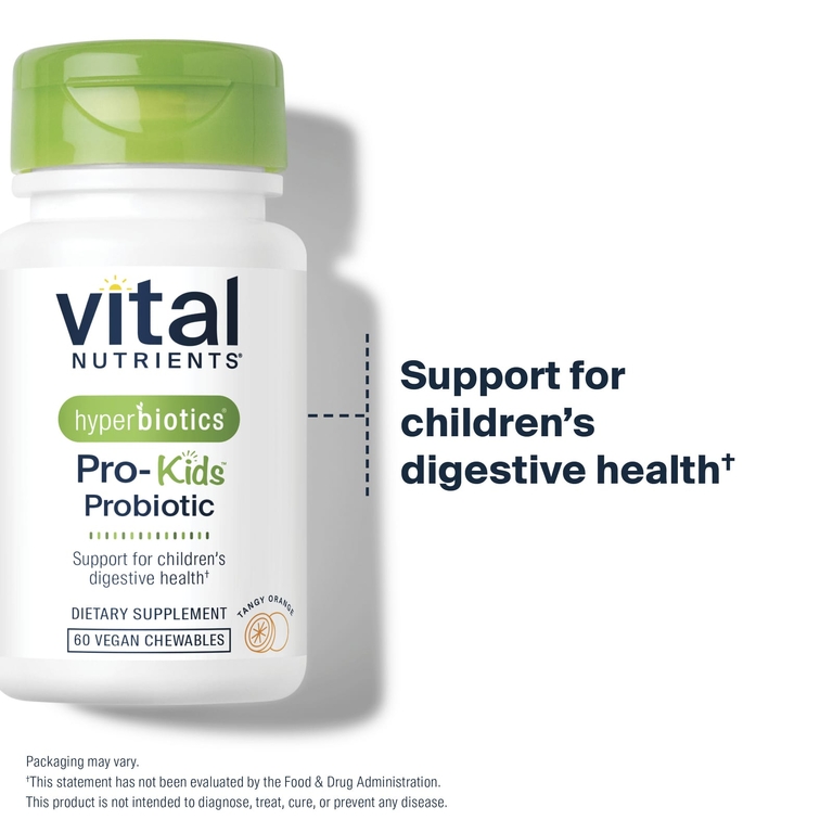 Vital Nutrients, пробиотики для детей, пикантный апельсин, 60 веганских жевательных таблеток