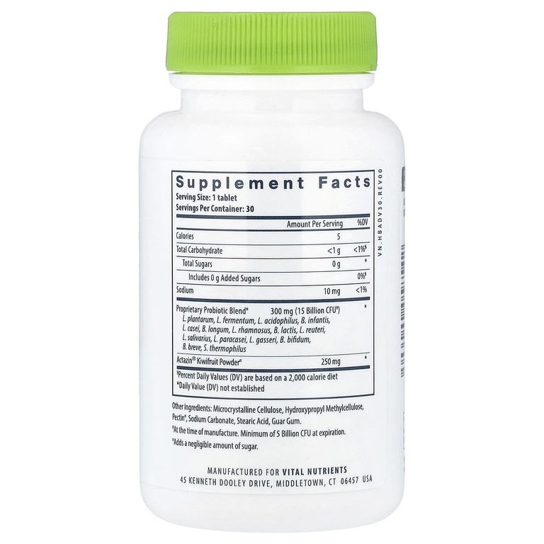 Vital Nutrients, пробиотики с улучшенной устойчивостью, 30 веганских таблеток