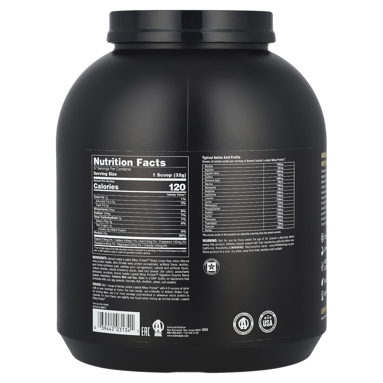 Animal, Whey Protein™, сывороточный протеин в порошке, со вкусом клубники, 1,81 кг (4 фунта)