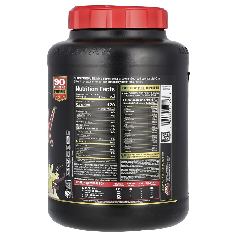 ALLMAX, чистый изолят сывороточного протеина, ваниль, 2,27 кг (5 фунтов)