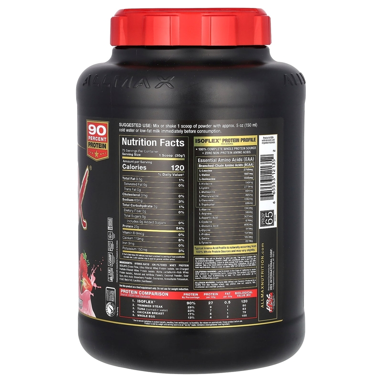 ALLMAX, чистый изолят сывороточного протеина, клубника, 5 фунтов (2,27 кг)