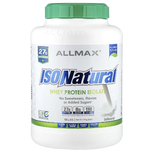 ALLMAX, чистый изолят сывороточного протеина, без искусственных красителей, ароматизаторов и добавленного сахара, без добавок, 2,27 кг (5 фунтов)
